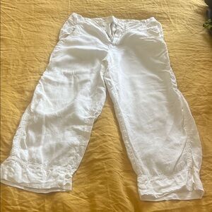 White Linen Culotte Pants- Made in Italy
